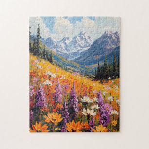 Quebra-cabeça Flores Cênicas e Montanhas de Belas Artes