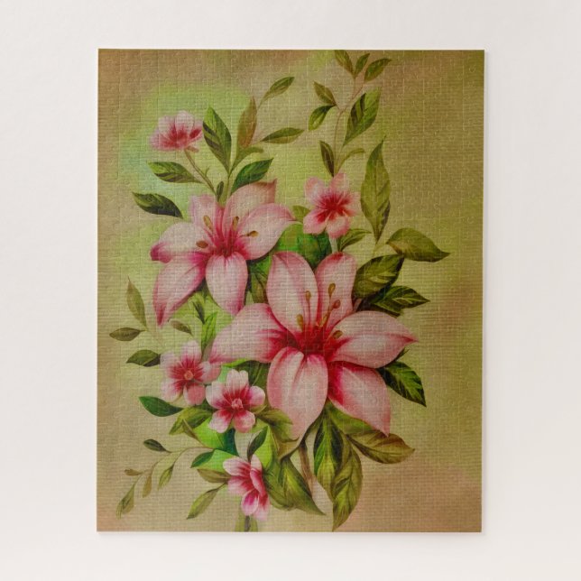 Quebra-cabeça Flores Coloridas Pintadas Com Fundo Acrílico (Vertical)