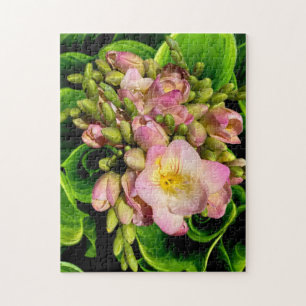 Quebra-cabeça Flores cor-de-rosa e verde
