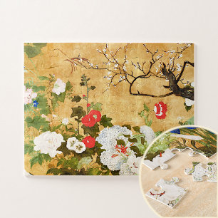 Quebra-cabeça Flores das quatro estações, Saito Ippo, Arte Asiát
