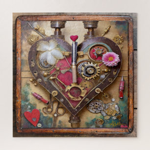 Quebra-cabeça Flores de Batom Coração Série Steampunk