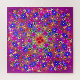 Quebra-cabeça Flores de Boho Rosa bonito
