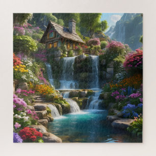 Quebra-cabeça Flores de cachoeira de montanha pacíficas