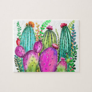 Quebra-cabeça Flores De Cactus Bonitos - Coloridos De Desenho