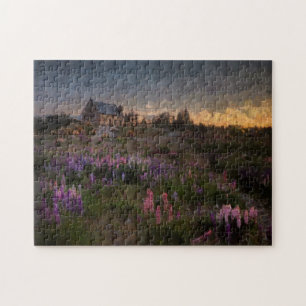 Quebra-cabeça Flores de Campo Paisagem de Óleo Bonito