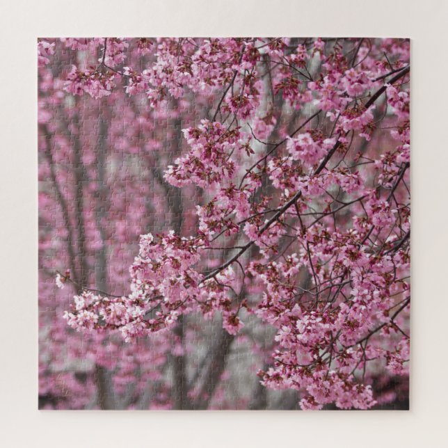 Quebra-cabeça Flores de Cerejeira Sakura Cor-de-Rosa Fluindo (Vertical)