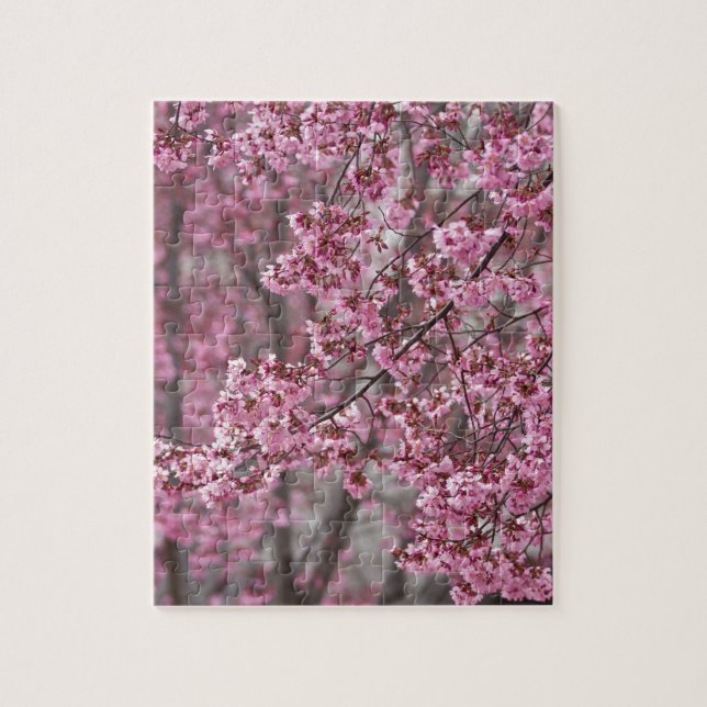 Quebra-cabeça Flores de Cerejeira Sakura Cor-de-Rosa Fluindo (Vertical)
