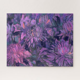 Quebra-cabeça Flores De Chrysanthemum Abstrato Violet De Arte Fl