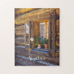 Quebra-cabeça Flores de gerânio na janela