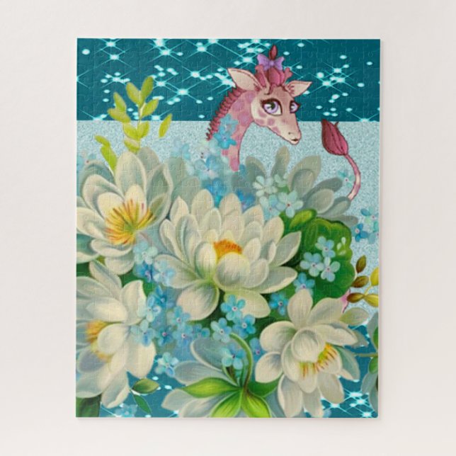 Quebra-cabeça Flores de Girafa Fofa (Vertical)
