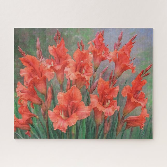 Quebra-cabeça Flores de Gladíolos Vermelhos Imagem Floral (Horizontal)