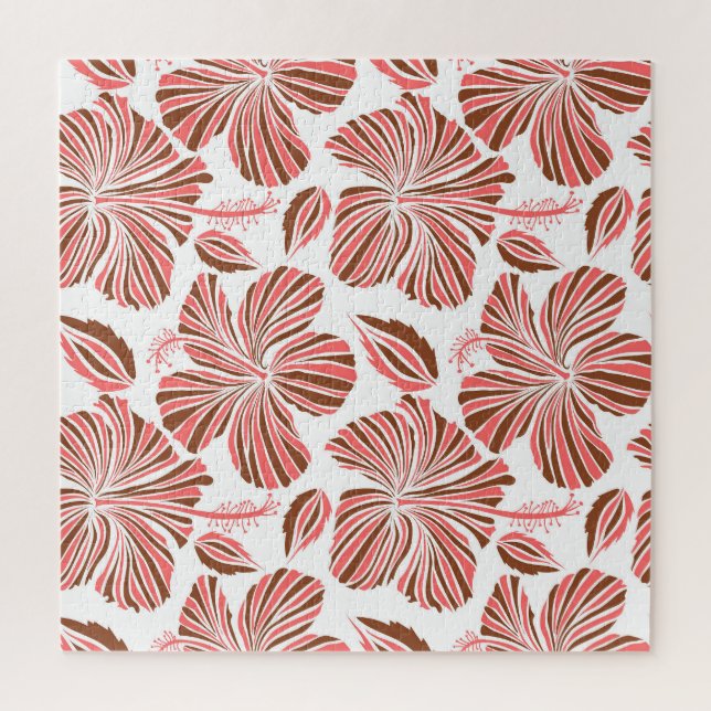 Quebra-cabeça Flores de hibisco havaianas: estilo tropical marro (Vertical)