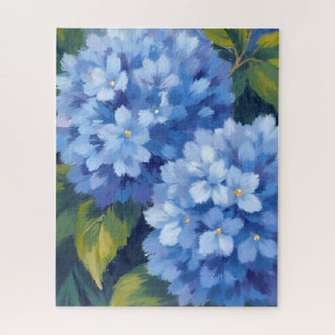 Quebra-cabeça Flores de Hortênsia Azul   Pintura em Aquarela de 