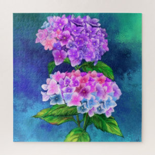 Quebra-cabeça Flores de Hydrangea Bonitas - Arte Pintura Migrada