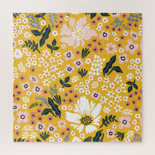 Quebra-cabeça Flores de Jardim: Charme de Vintagem Amarela.