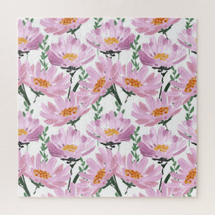 Quebra-cabeça Flores De Jardim Cor-De-Rosa: Sem Costura Desenhad