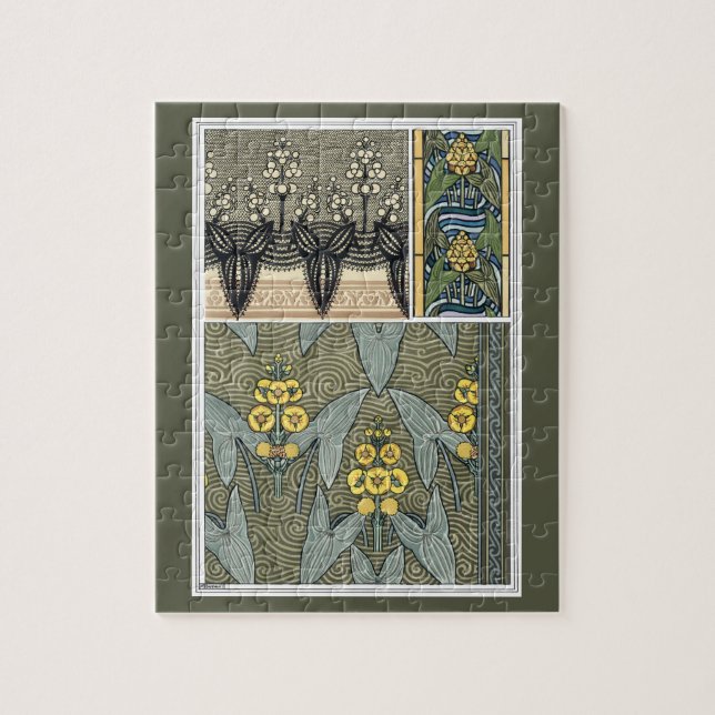 Quebra-cabeça Flores de Jardim em Arte Nova Antiga com Motivos d (Vertical)