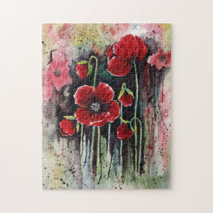 Quebra-cabeça Flores De Papoila Em Aquarela