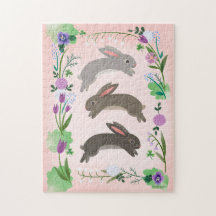 Flores de primavera e coelhos saltadores |