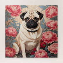 Flores de Pug e Peony William Morris Inspirado