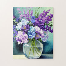 Flores De Roxo Quimérico Num Vaso