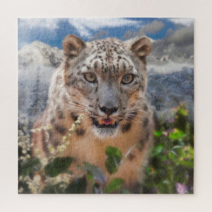 QUEBRA-CABEÇA FLORES DE TEMPO DE SPRINGTIME LEOPARD DE NEVE