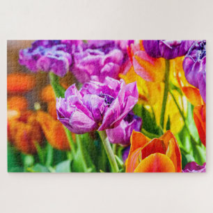 Quebra-cabeça Flores de Tulipas de Papagaio Roxo Estonteantes