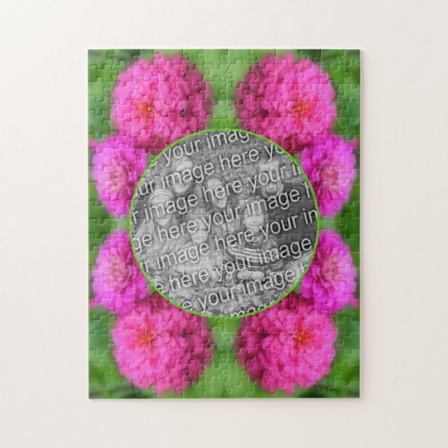 Quebra-cabeça Flores de Zinnia Rosa Criam sua própria foto (Vertical)