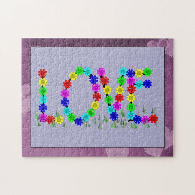 Quebra-cabeça Flores do amor do Hippie (Horizontal)