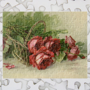 Quebra-cabeça Flores do Victorian do vintage, rosas vermelhas