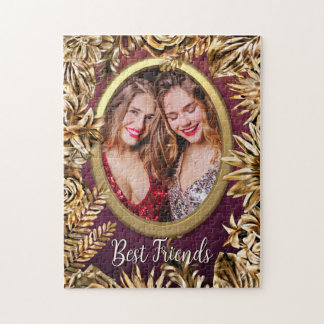 Quebra-cabeça Flores Douradas de luxo elegantes adicionam sua fo