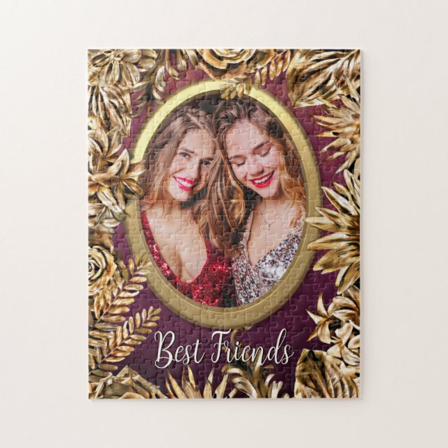 Quebra-cabeça Flores Douradas de luxo elegantes adicionam sua fo (Vertical)