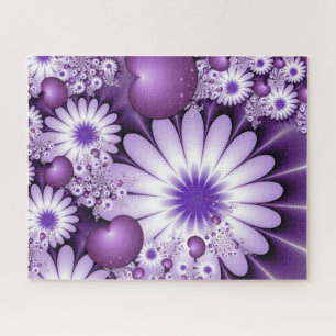 Quebra-cabeça Flores e Corações Abstratos Fractais em Amor