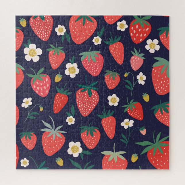Quebra-cabeça Flores e Frutas de morango: Padrão Decorativo (Vertical)