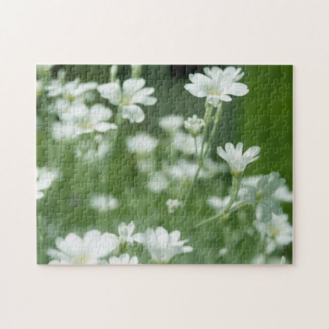 Quebra-cabeça flores frescas de jardim branco de verão (Horizontal)