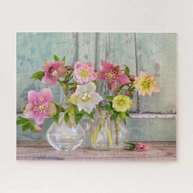 Quebra-cabeça Flores | Hellebores em Vases (Horizontal)