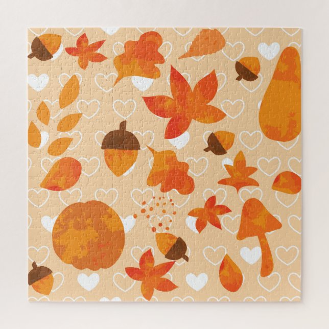 Quebra-cabeça Flores Laranja: Padrão de Portalha da Mão. (Vertical)