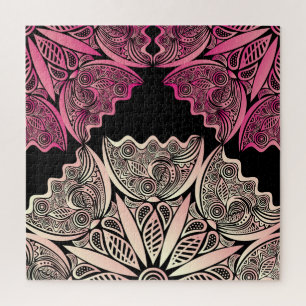 Quebra-cabeça Flores, padrão natural, ilustração de safra.