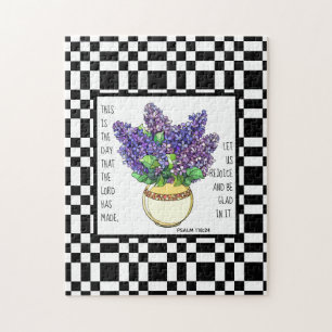 Quebra-cabeça Flores pintadas, Salm 118:24, tabuleiro de xadrez