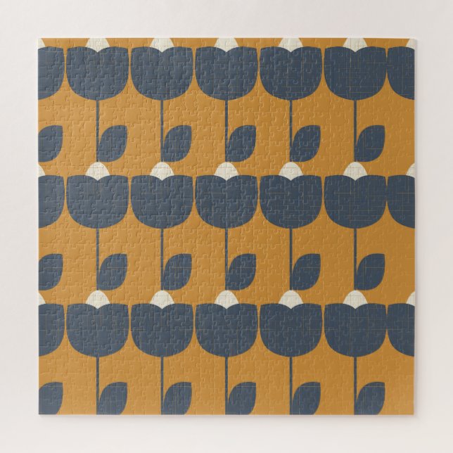 Quebra-cabeça Flores Retro Modernas: Geométrica Escandinava. (Vertical)