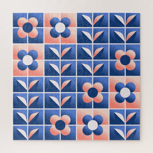 Quebra-cabeça Flores retrorestilizadas: padrão mosaico. (Vertical)