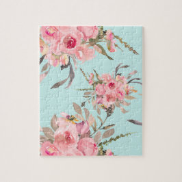 Quebra-cabeça Flores Rosa Esmagadas no Azul Claro