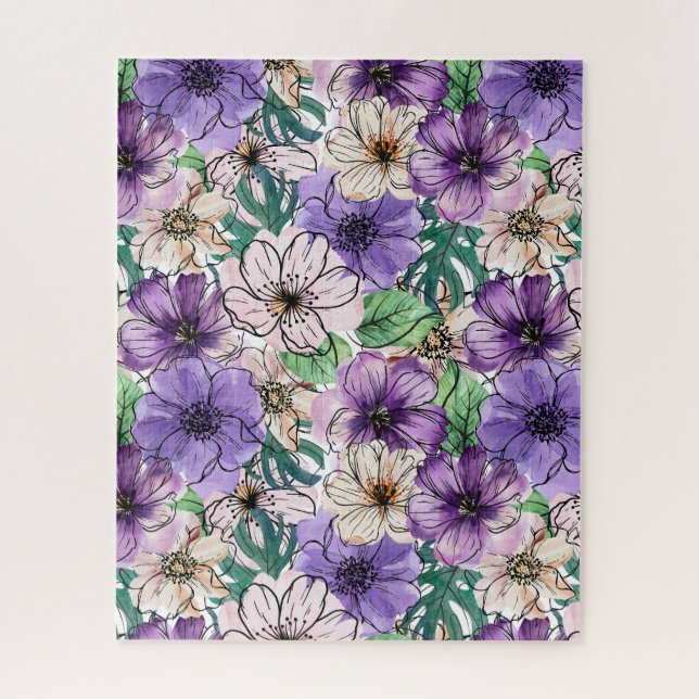 Quebra-cabeça Flores roxas e rosa (Vertical)