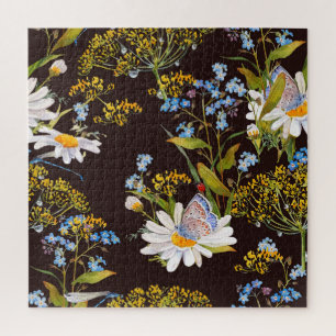 Quebra-cabeça Flores selvagens: cor-de-água preta