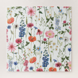 Quebra-cabeça Flores silvestres de verão, padrão sem costura de