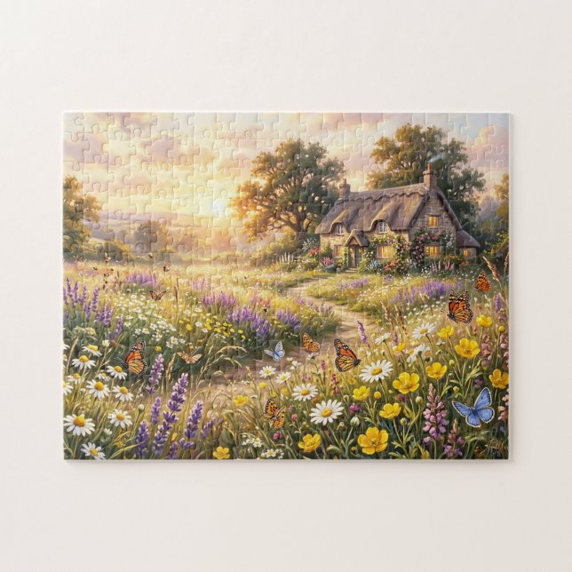 Quebra-cabeça Flores silvestres e uma casa encantadora (Horizontal)