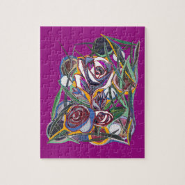 Quebra-cabeça Flores sobre fundo roxo