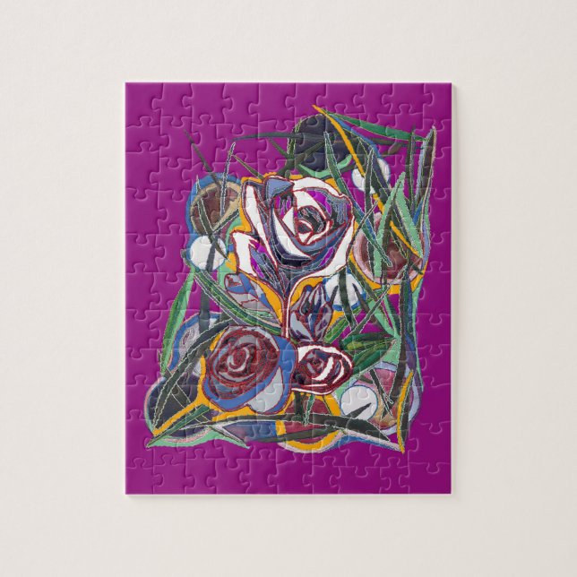 Quebra-cabeça Flores sobre fundo roxo (Vertical)