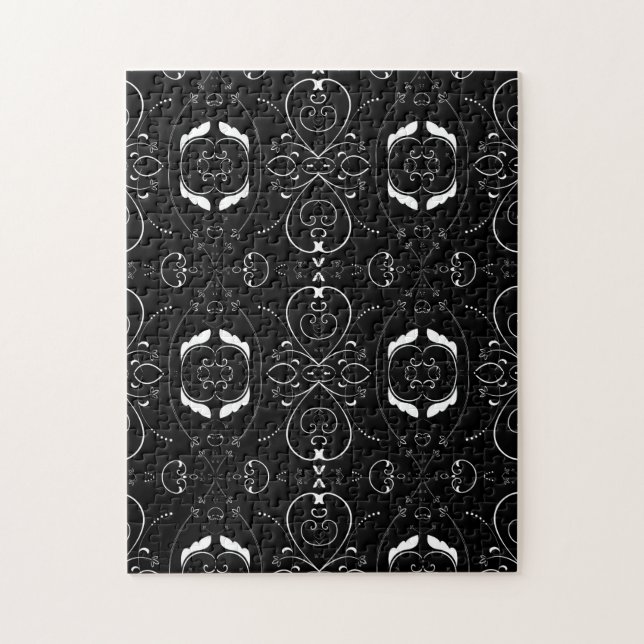 Quebra-cabeça Florescentes Elegantes em Branco e Enfeites em Pre (Vertical)