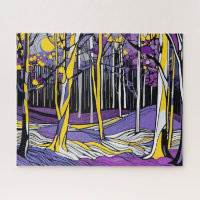 Floresta abstrato Amarela e Roxa de Sonho Mágico